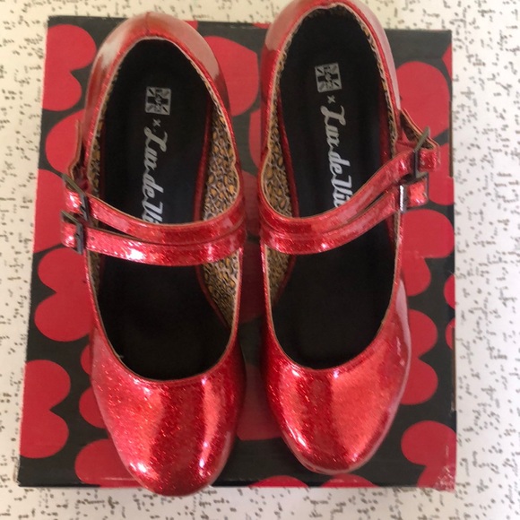 TUK red sparkle T&R Mary-Jane Anchor Wedge - Picture 1 of 9